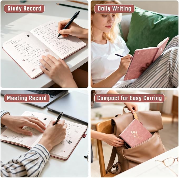 Ovesmusl Journal for Girls Women Journals for Writing 100GSM A5 Leather Notebook for Girls Ages 8-12 College Ruled 192 Pages Flower Diary with Heart-Shaped Shadow 8.3" x 5.7", Pink
