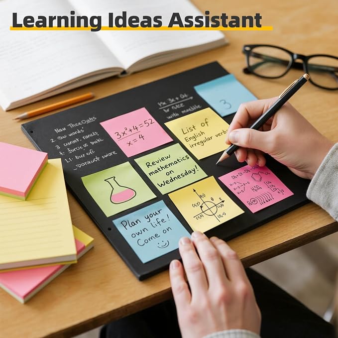 HappyHapi 28 Pack 2800 Sheets Sticky Notes 3x3 Inch100 Sheets/Pad, 4 Soft Colors (Yellow, Green, Pink, Blue) Light Colored Self-Stick Pads, Bulk Office Supplies for Work, School & Home