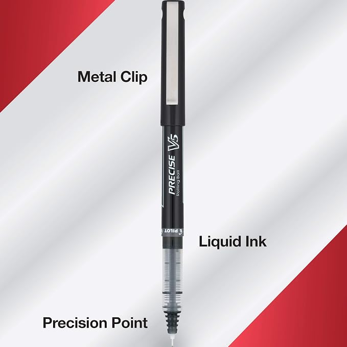 Pilot Precise V5 Refillable Liquid Ink Rolling Ball Refillable Pens, Extra Fine Point (0.5mm) Assorted Ink Pens, 12-Pack