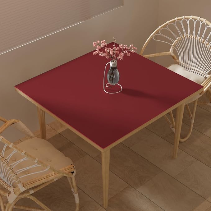 Faux Leather Table Cover,1.8mm Thick,42x42 Inch Table Protector,Table Protector for Dining Room Table,Dining Table Cover,Table Cover Protector,Coffee Table Covers(Black+Wine Red,42x42)