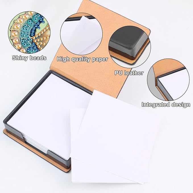 Seahorse Diamond Painting Kit Note Box,Memo Paper Storage Box Diamond Art,Sticky Note Holder Diamond Art,Diamond Painting Memo Pad For Office Desk. (Seahorse)