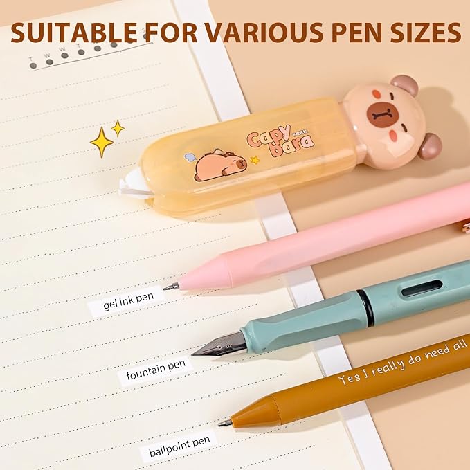 Cute Capybara Correction Tape,Mini Retractable Correction Tape Pen,with Aesthetic Cute Cartoon Capybara Applicator,for Back To School Office Supplies