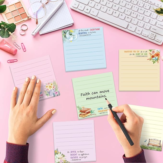 30 Pack Bible Sticky Notes - 600 Sheets Christian Notepads Inspirational Sticky Notes Religious Bible Verse Quotes Notepads for Message Reminder Gifts Diary Lists Schedules Studying Office School