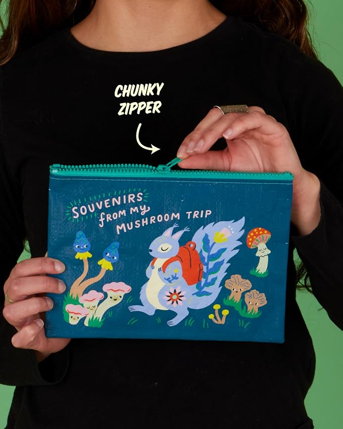 Blue Q Zipper Pouch, Made from 95% Recycled Material, 7.25" h x 9.5" w, Colorful Chunky Zipper