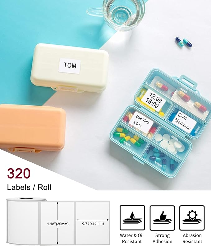 [3x320 pcs] Phomemo Original Labels M110, 1.18'' x 0.79''(30 x 20mm) | for M110/M220/M100/M221/M250 Label Printer, Removable Adhesive Thermal Label for Clothing, Logo, Ingredient, Barcode, Address