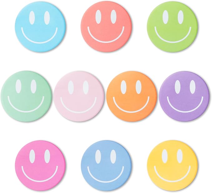 AgincBerry Smile Face Sticky Notes - 30PCS Back to School Colorful Preppy Self-Stick Notes Mini Smile Face Memo Pads Creative Shaped Notepad Writing Sticky Note for Office Home Gift Tab Supplies