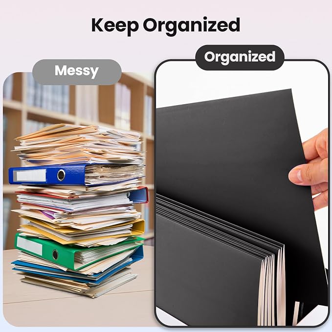 BIBRADAA® 50 Black Folders with Pockets,Two Pocket Folders Bulk Surface Waterproofing,Letter Size,Holds 100 Plus Sheets,for School,Office,Business. (50, Black)