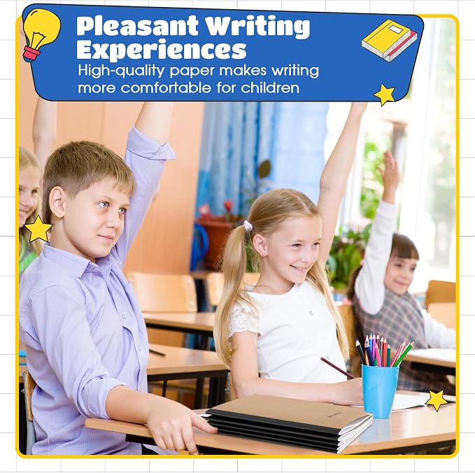 Henoyso 20 Pack Primary Composition Notebook, 9-3/4" x 7-1/2", Kids Primary Journal, K-2 Writing Notebook for Kids Student Draw Write Story Journal Half Blank Books(Black)