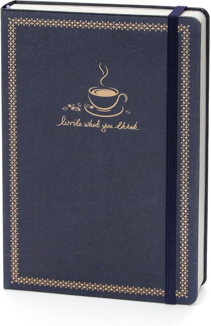 WETLOTE European Vintage Pattern Notebook - Made of sustainable and excellent quality paper,gold fabric and simple patterns, suitable for office, school and many other occasions(Line/Blue/A5)