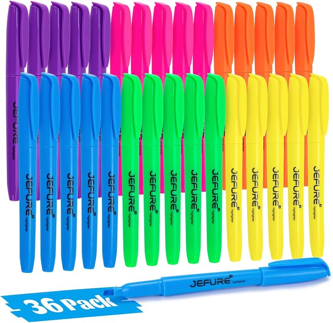 36 Pcs Highlighters, Chisel Tip, Quick Dry, Multiple Colors | Bible Highlighters Bulk, for Studying, Note-Taking, School Supplies for Teachers, Home, Office & Classroom