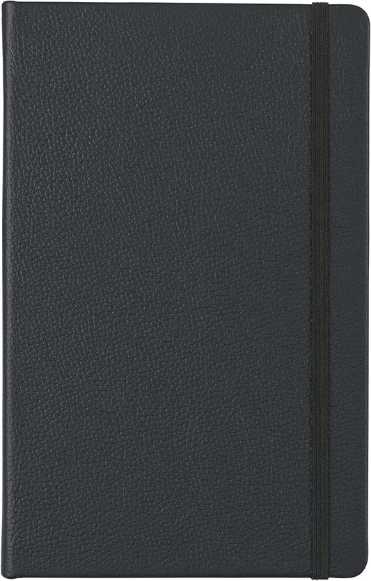 Leather Notebook, Writing Journal, Full-Grain Leather, Narrow Ruled Paper, Notebooks for Work & School, Midnight Black (8.4" x 5.4”)