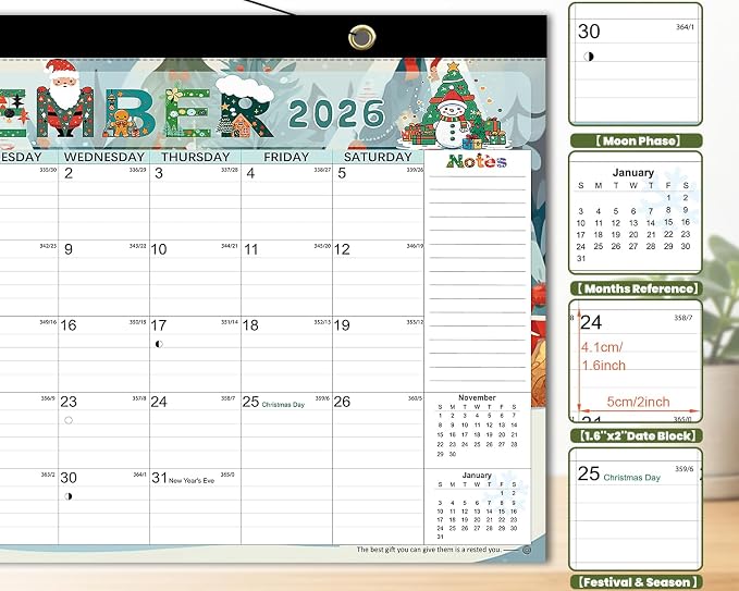 AECCN Desk Calendar 2026-2027 3 Pack, 18 Months Calendars, 17" x 11.4" Large Space, Anti Ink Bleed and Transparent Cover, Desktop Calendar with Stickers for Teacher supplies & Office Planning-Colorful