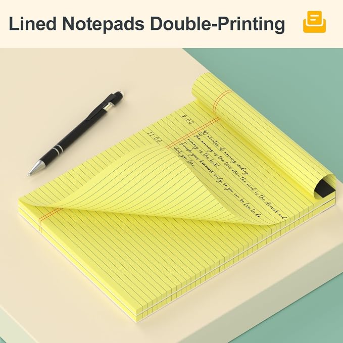 3 Pack Yellow Legal Pads 8.5×11 Paper Tablets College Ruled Writing Pads | Yellow Note Pads 8.5"x11" 30 Sheets/60 Pages, Sturdy Backing – Lined Notepad Ideal for Students, Office, Home, Business Use