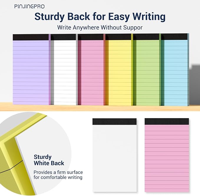 Colored Note Pads 12 Pack Small Notepad 3x5 Inch Mini Notepads Pocket Notepad,Easy Tear Small Note Pads,Server Lined Paper,30 Sheet/Notepad, Portable Memo Notepad for Home School Office Supplies