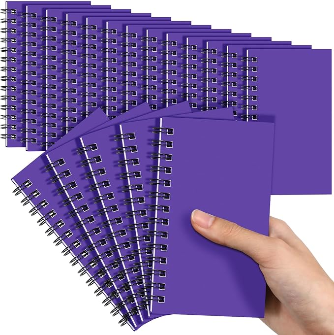 Jutom 18 Pcs Small Spiral Notebooks Memo Pads 3x5 Bulk Small Pocket Notepads Back to School Supplies Mini Notebook with Lined Mini Journals for Office & Work, 120 Pages (Dark Purple)