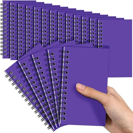 Jutom 18 Pcs Small Spiral Notebooks Memo Pads 3x5 Bulk Small Pocket Notepads Back to School Supplies Mini Notebook with Lined Mini Journals for Office & Work, 120 Pages (Dark Purple)