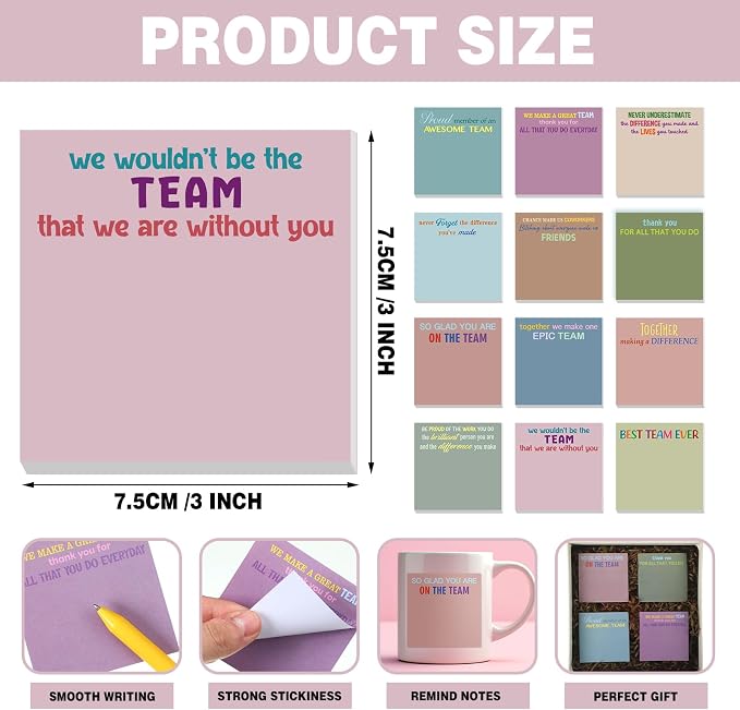Yinder 24 Pcs Sticky Notes Gifts Bulk,Team,Morandi