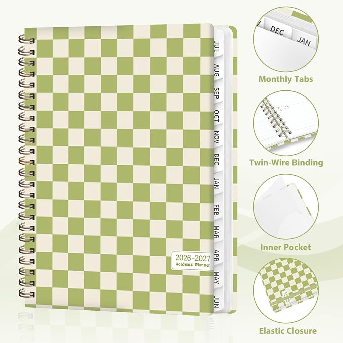 Planner 2026-2027, Weekly and Monthly Academic Year Calendar Planner, July 2026 - June 2027, Daily Agenda Book for Office School Supplies, A5(6.3'' x 8.5'')