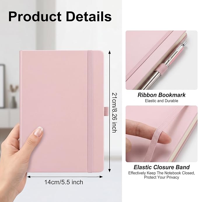 Topphopy 36 Pack Pu Leather Lined Journal Notebooks, A5 Executive Notebooks Bulk, 5.5 x 8.3 Inch Hardcover Notepad for Business Office School (light color)