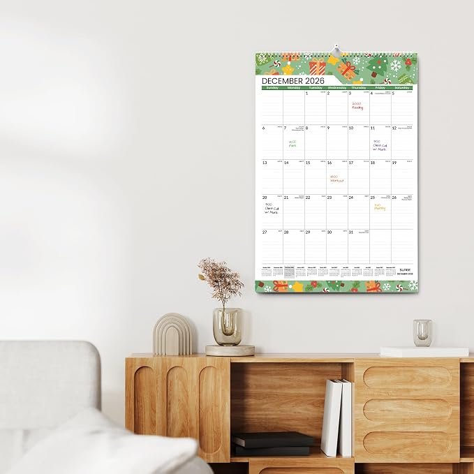 SUNEE 2026-2027 Wall Calendar Large 22.75"x15.5", 21 Month July Calendar (Ends March 2028), Vertical Extra Large, Seasons Color