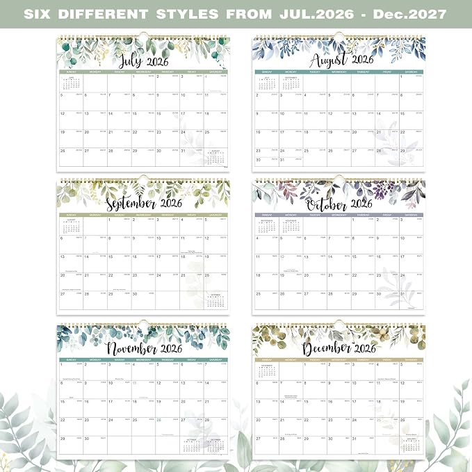 Calendar 2026-2027 - Wall Calendar 2026-2027, 18 Month from Jul. 2026 to Dec. 2027, 14.8'' x 11.5'', 2026 Monthly Planner with Ample Blocks for Writing