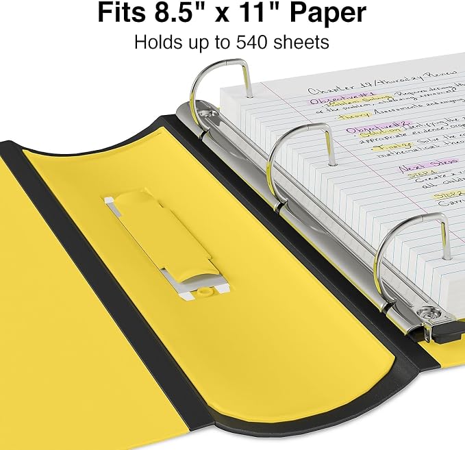 Staples Better Binder, 2" Heavy‑Duty D‑Ring 3‑Ring Binder, Yellow, Reinforced Spine, 540‑Sheet Capacity, Durable for School, Office, Filing & Presentations, 2‑Pack