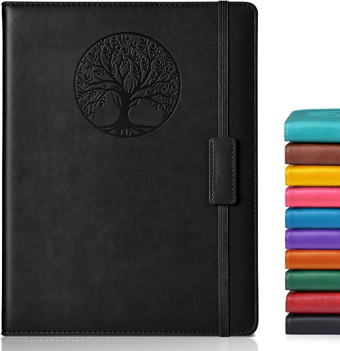 Biuwory B5 Leather Journal Notebook, 256 Lined Pages, Hardcover 7.8"×10.2" | Large Vintage Journal for Women Men,Work,School,Business,Travel Diary,Note taking,College Ruled Writing,Daily Journaling