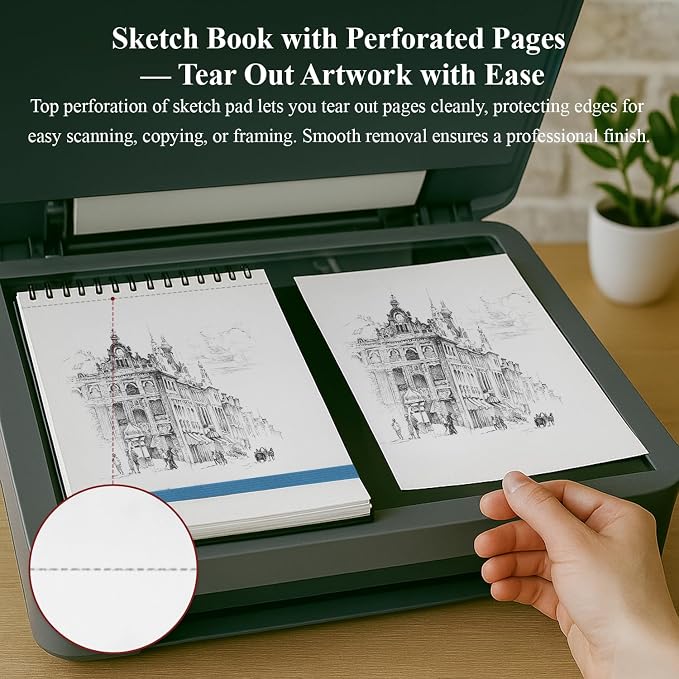 9" x 12" Sketch Book, Hardcover Sketchbook, Top Spiral Bound Sketch Pad, 100 Sheets (68lb/100gsm) Drawing Paper Pad, Art Supplies for Adults for Kids Drawing Notebook.