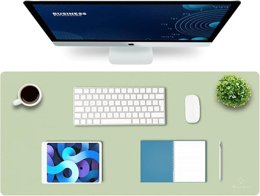 K KNODEL Extra Large Desk Mat, Leather Mouse Pad (35.4"x17", Light Green) | Desk Pad, Keyboard Pad, Computer and Laptop Mat, Desktop Protector and Cover, Writing Pad and Blotter for Home Office