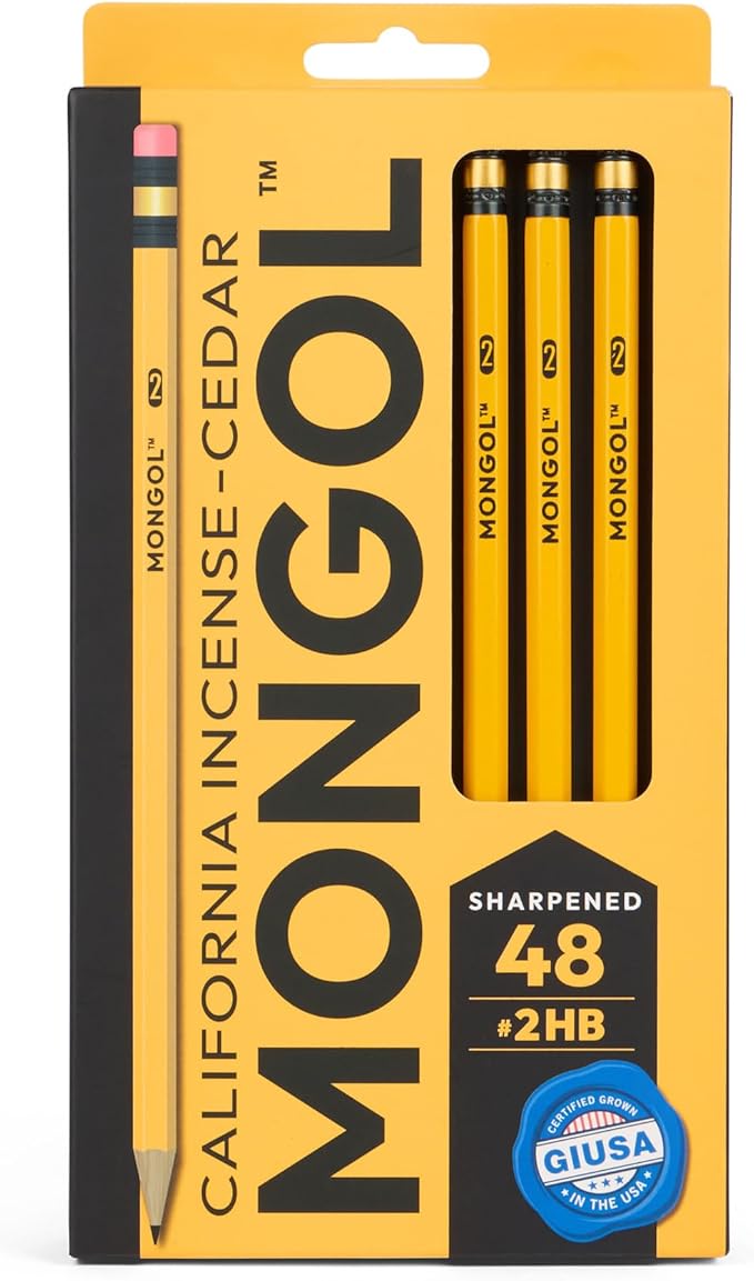 Mongol Classic Incense Cedar #2 Pencil - 48-Pack - Pre-sharpened, European Graphite Core, US Grown Cedar, Smudge Free Eraser – Nontoxic PMA Certified