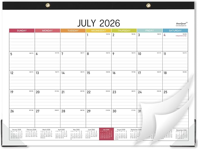 2026-2027 Desk Calendar - Desk Calendar 2026-2027, 14.8" x 11.4", Jul. 2026 - Dec. 2027, 18 Months Calendar, Large Ruled Blocks, Tear Off, Corner Protectors, Desk/Wall Calendar for Planning and Organizing