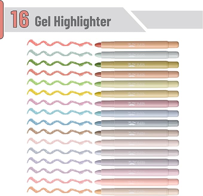 Mr. Pen- No Bleed Gel Highlighters, Soft & Muted Colors, 16 Pack | Bible Highlighters and Pens No Bleed, Bible Markers for Study, Journaling, School Supplies and Accessories