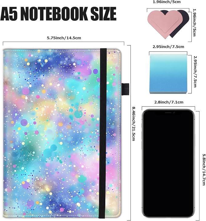 Hardcover Executive Notebooks, A5 PU Leather Lined Journal Notebook, 200 Pages Thick Paper Subject Notebooks for School,Work,Home Writing Business Notebook, Diary Book ，Color Background