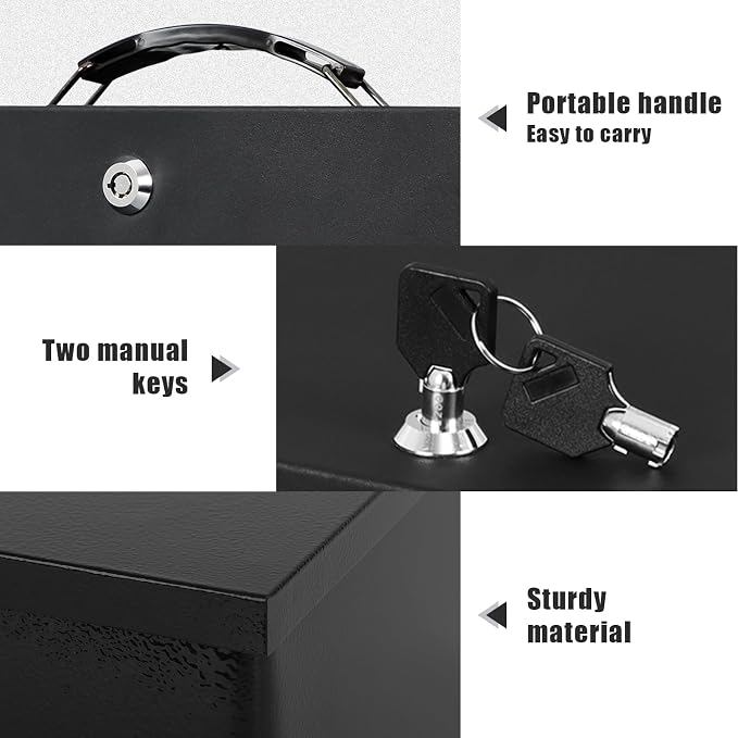 xydled Fire Resistant Safe Fire Safe Box with Key Lock for Home Office Security Storage for Valuables Documents,13.2 x 11 x 4 Inch,Black | For Home Office Security, For Valuables Documents