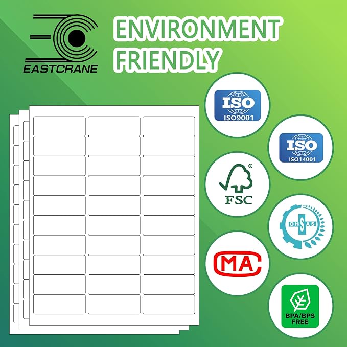 1" x 2-5/8" Printable Mailing Address Labels,3,000 Sticker Labels(100 Sheets),White Blank Labels for Laser/Inkjet Printer,Permanent Adhesive Name Labels,FBA Labels