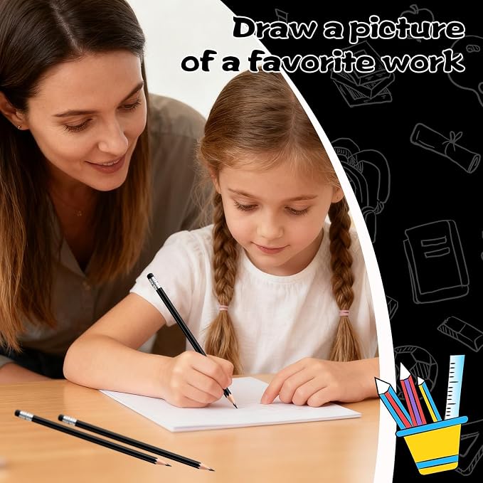 120 PCS Black Pencils Bulk with Eraser, Pre-Sharpened HB Pencils for Writing & Drawing, School Supplies for Kids Homework, Tests, Art Crafts & Teacher Grading (Black)