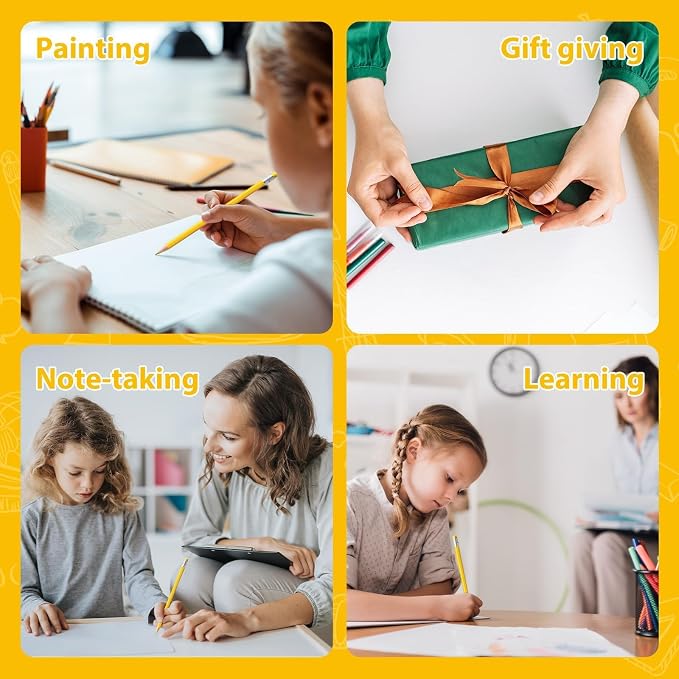 24PCS Erasable Colored Pencils with Eraser Pre Sharpened Pencil 2 HB - Ideal for Checking, Grading, Tests & Office/School Supplies (Yellow)