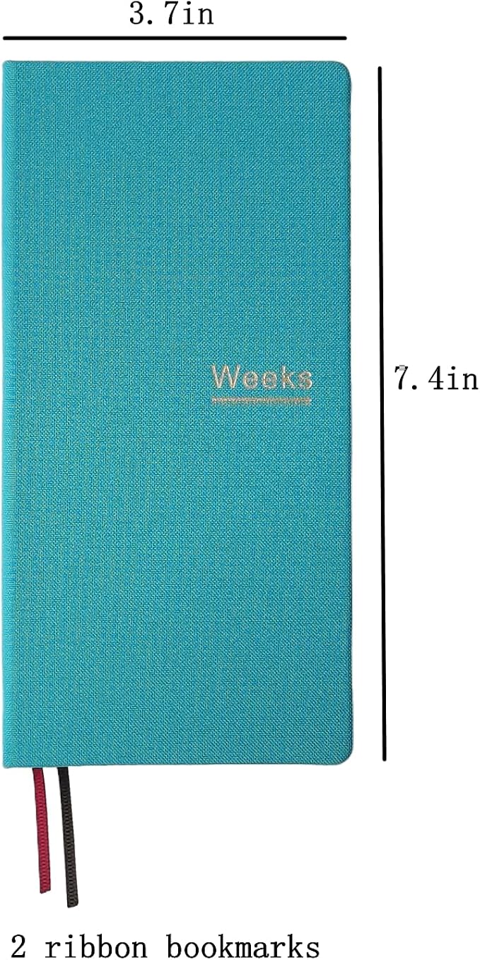 Undated Weekly Planner Notebook Pocket Organizer Appointment Book Journal Notebook A6 Week Plan Notepad (Lake blue)