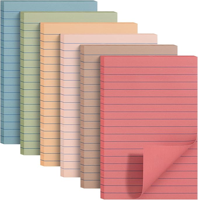 Mr. Pen- Lined Sticky Notes, 4" x 6", 6 Pads, 45 Sheets/Pad | Sticky Notes with Lines, Ruled Post Stickies, Memo Pads, Self-Stick Note Pad for Office, School, Home, Study