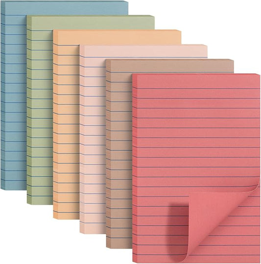 Mr. Pen- Lined Sticky Notes, 4" x 6", 6 Pads, 45 Sheets/Pad | Sticky Notes with Lines, Ruled Post Stickies, Memo Pads, Self-Stick Note Pad for Office, School, Home, Study
