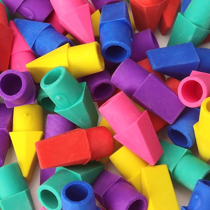 Tamaki 60 Pack Erasers for Pencils, Pencil Top Erasers Cap, 6 Colors | Toppers Eraser for kids