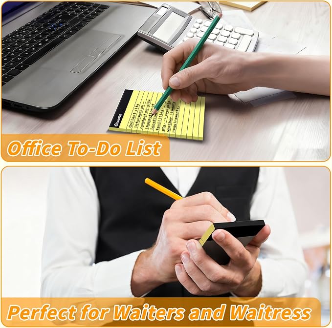 Oleitodh 48 Pack 4 x 6 Yellow Note Pads Lined Memo Pads Perforated Pages | 30 Sheets Each, Smooth Writing, Pocket Size, Easy Tear, Office, School, Home, Shopping Lists, Daily Notes