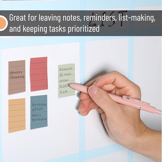 Mr. Pen- Small Lined Sticky Notes, 1.5" x 2", 6 Pads, 60 Sheets/Pad | Vintage Color, Small Sticky Notes with Lines, Ruled Post Stickies, Memo Pads, Self-Stick Note Pad for Office, School, Home