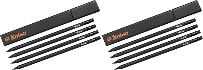 Notsu 4pc Black Pencils #2 Set | All Black Wood Writing Pencils with Travel Case (Pack of 2)