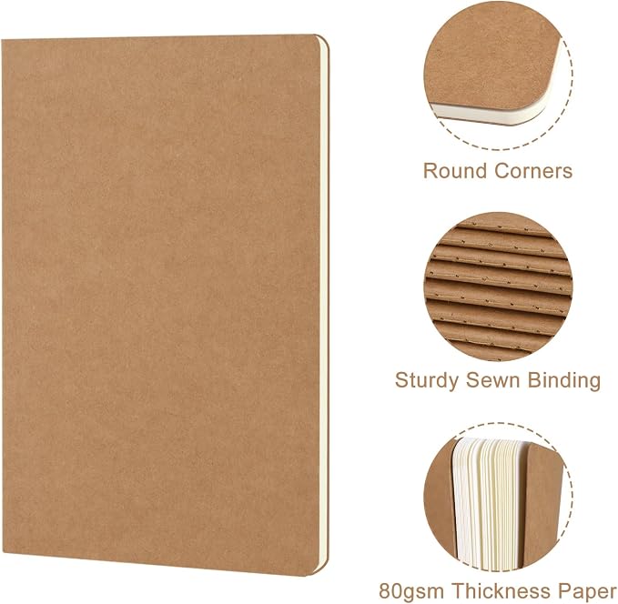 ZCZN 100 Pack Kraft Pocket Notebooks Bulk, 3.5 X 5.5 Inches Blank Paper Journaling Notebooks, 30 Sheets/60 Pages, Mini Journal Notebooks for Work, Writing, Drawing Memo Notepad(Kraft Cover)