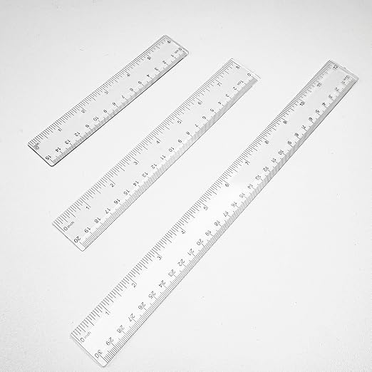 3 Pieces Transparent Plastic Ruler, 6 inch 8 inch 12 inch Ruler, Pack of 3, Clear Ruler, Plastic Ruler, Rulers for Kids, Measuring Tools, Ruler Set, Ruler inches and Centimeters
