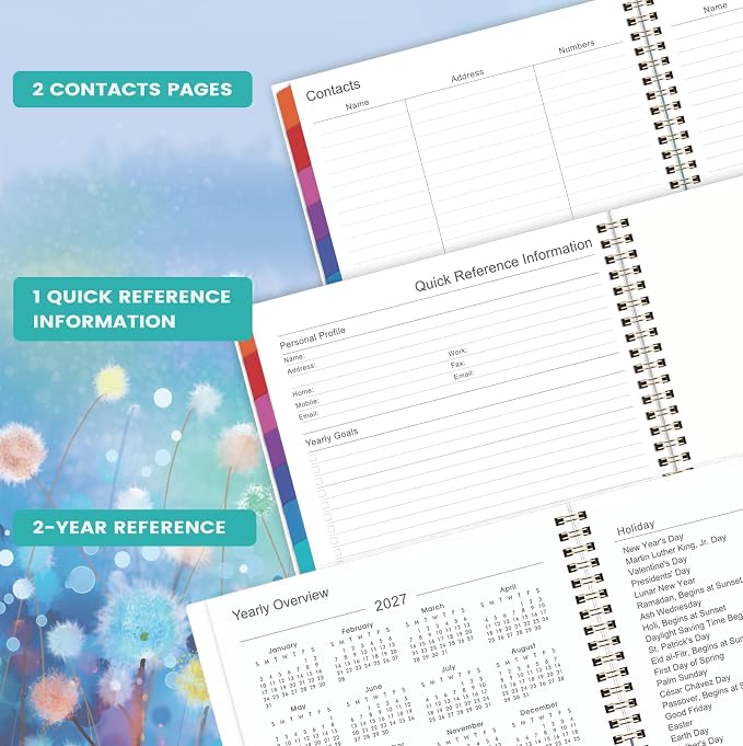 2027 Planner - 2027 Weekly and Monthly Planner, Jan. 2027 - Dec. 2027, 11” x 8.5”, Calendar Planner 2027, Colorful Laminated Tabs, Premium Thick Paper, Twin-Wire Binding, Storage Pocket