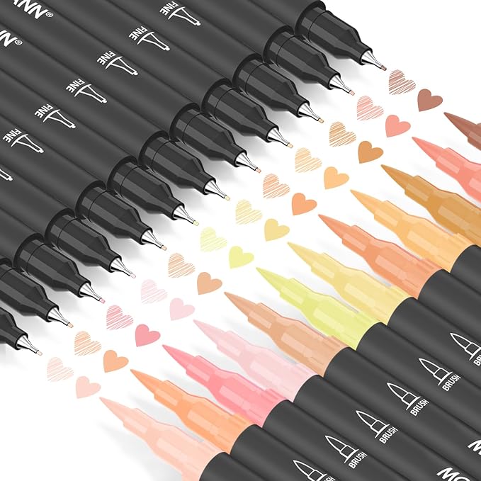 Skin Tone Markers, 12 Pack Dual Brush Pens for Art Drawing Sketching