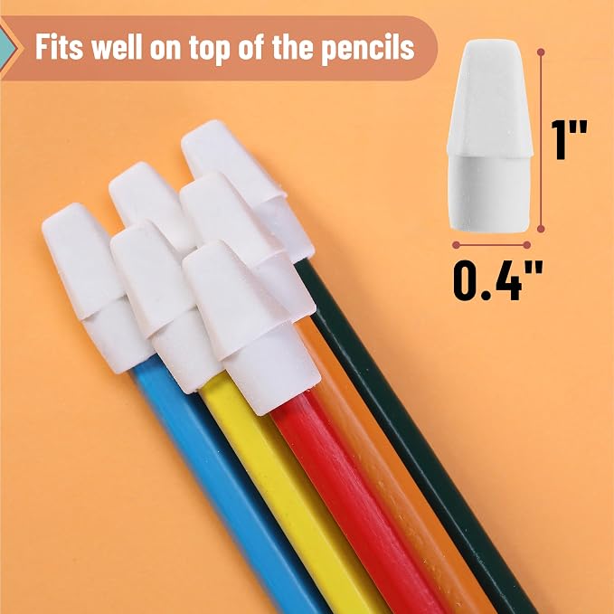 Mr. Pen- White Pencil Top Erasers, 120 pcs, Eraser Caps for Pencils | White Pencil Head Erasers for Pencils Tops