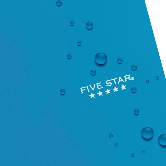 Five Star Spiral Notebook + Study App, 5 Subject, Wide Ruled Paper, 8" x 10-1/2", 200 Sheets, Fights Ink Bleed, Water Resistant Cover, Tidewater Blue (73196) (Pack of 6)